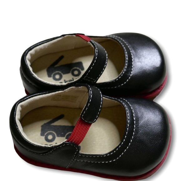 See Kai Run Other - See Kai Run Baby Girl Mary Jane Leather Dress Shoes Black With Red Accents SZ 3